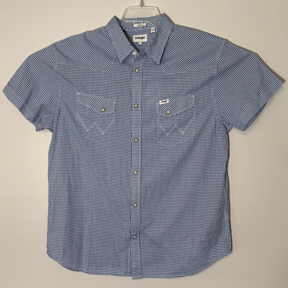 New Mens Wrangler Shirt Short Sleeve Checkered Size XXL